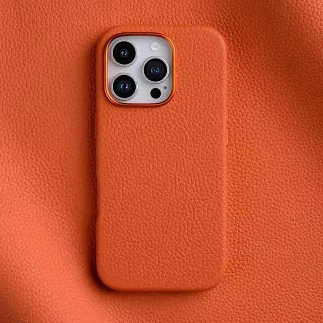 iPhone 16 Pro Melkco Origin Paris Premium Leather Magsafe Cover - Orange - Tashqila iPhone 16 Pro Melkco Origin Paris Premium Leather Magsafe Cover - Orange - Tashqila